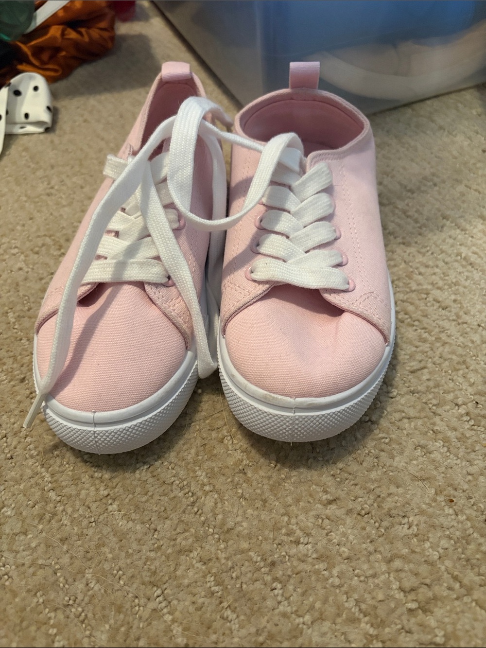 Kids Pink Canvas Sneakers with White Laces